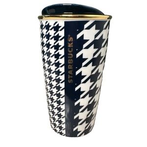 2015 Starbucks Ceramic 12 oz Houndstooth Travel Mug